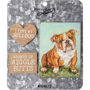 BULLDOG Memo Magnet Set Realistic Artwork Home Office Puppy Dog Lovers Fun Gifts